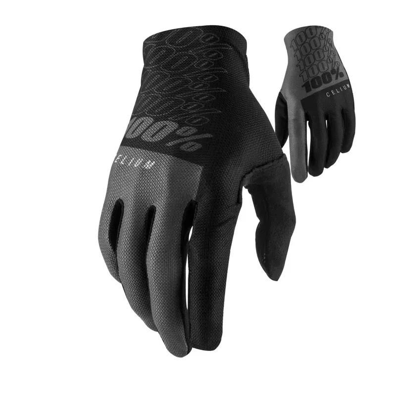 100 Celium Gloves - Black/Gray Full Finger Men's Black/Gray Large