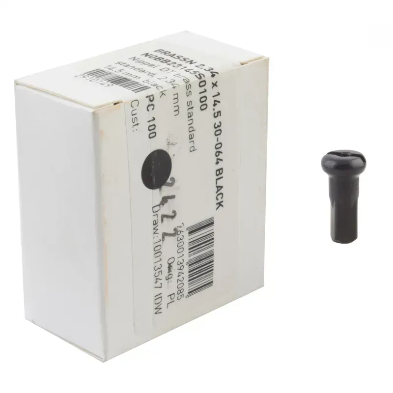 DT Swiss Brass 2.34x14.5mm Spoke Nipples in Black
