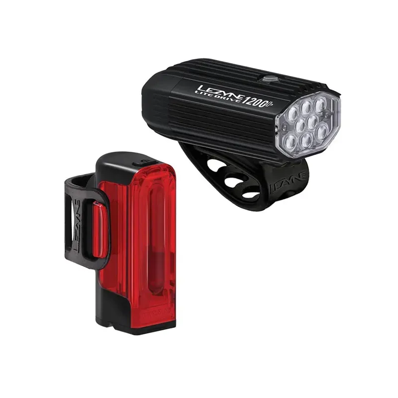 Lezyne Lite Drive 1200/ Strip Drive Pro 400 Light Set in Black
