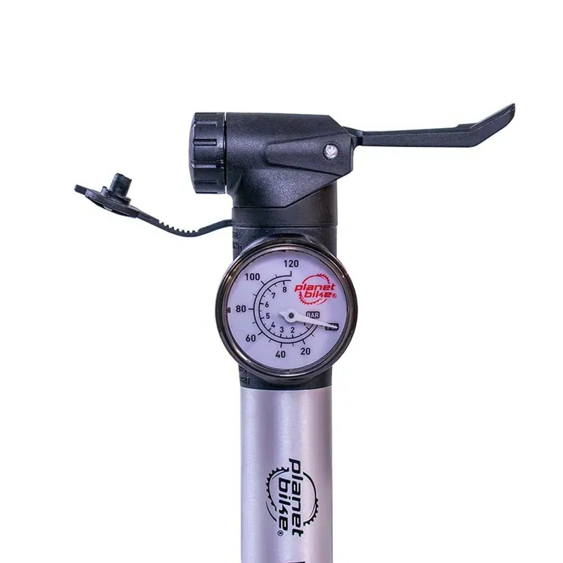 Planet Bike Fresh Air Mini Pump w/Gage in Silver-1