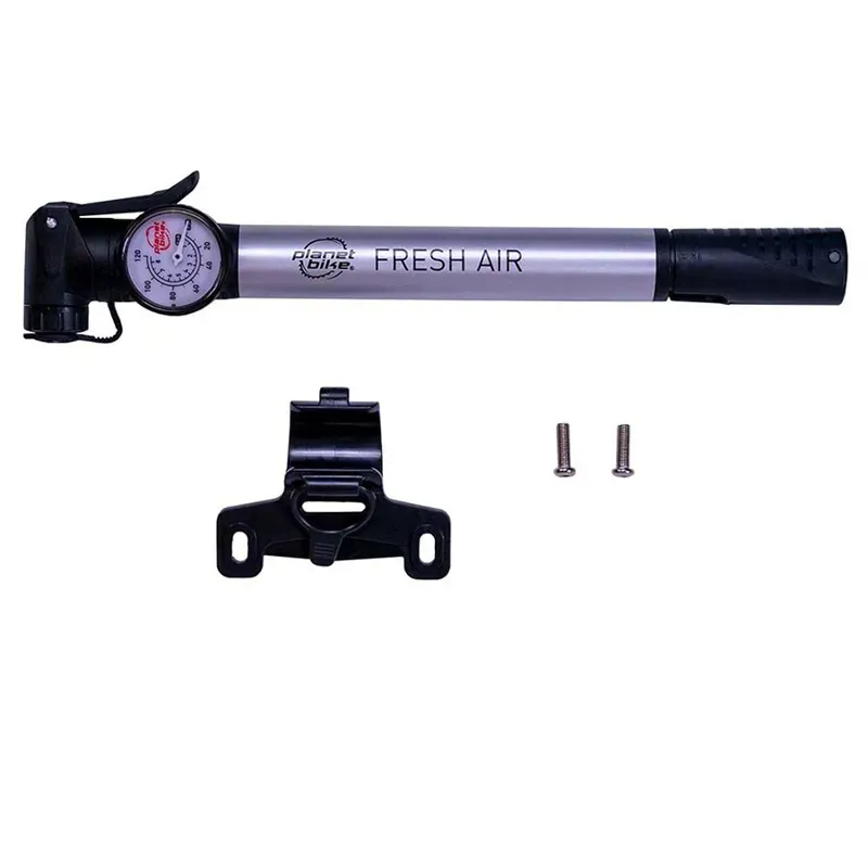 Planet Bike Fresh Air Mini Pump w/Gage in Silver-2