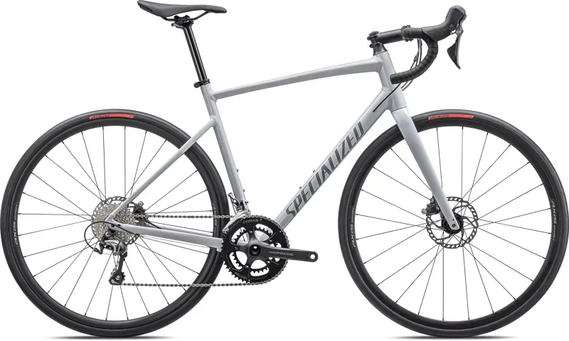 Specialized Allez E5 Disk Sport Road Bike In Gloss Dove Gray/Cool Gray/Chameleon Lapis