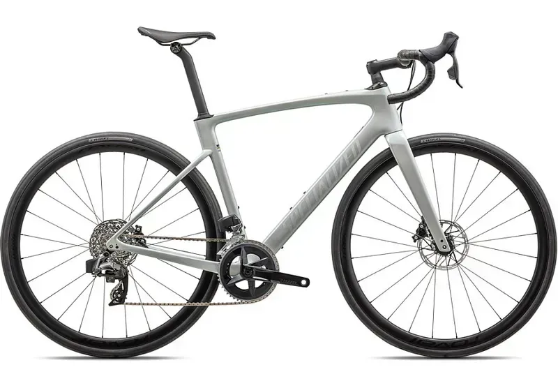 Specialized Roubaix SL8 Expert Road Bike In Gloss Dove Gray/Chameleon Lapis