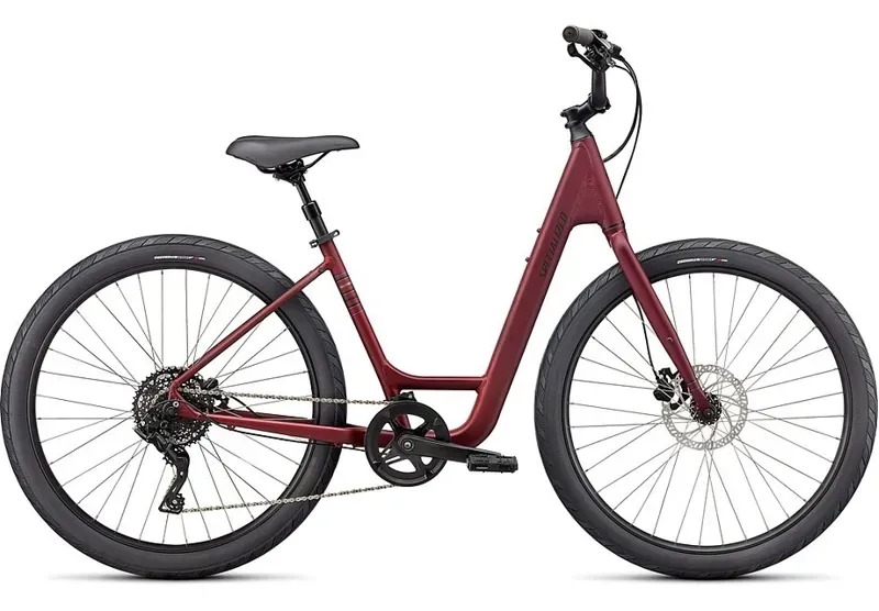 Specialized Roll 3.0 Low Entry Hybrid Bike in Maroon/Charcoal/Black Reflective