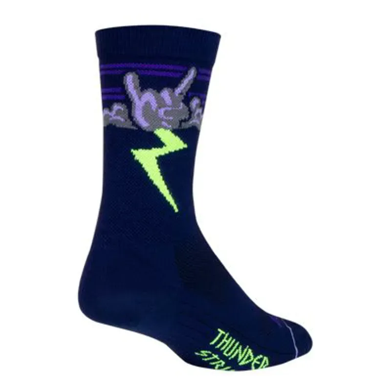 SockGuy Thunder Crew Socks - 6 Navy/Purple/Green Large/X- Large Navy/Purple/Green large/xl