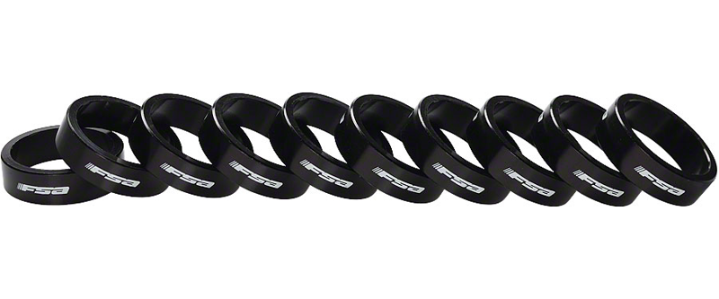 Full Speed Ahead Headset Spacers 1-1/8-inch 10mm Alloy in Black