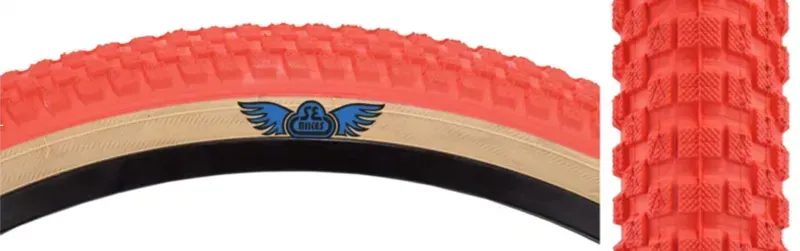 SE Bikes Cub 20x2.0-inch Wire BMX Tire in Red/Tan
