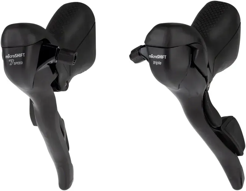 Microshift R7 3x7-speed Drop Bar Shift Lever Set in Black-1