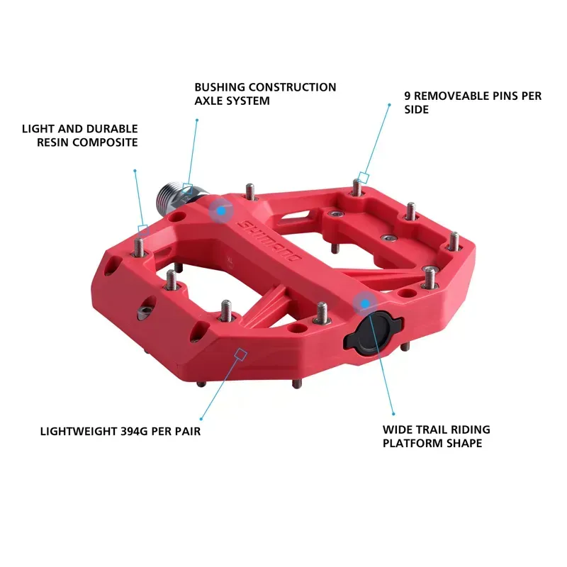 Shimano PD-GR400 Deore Flat Pedals in Red-1