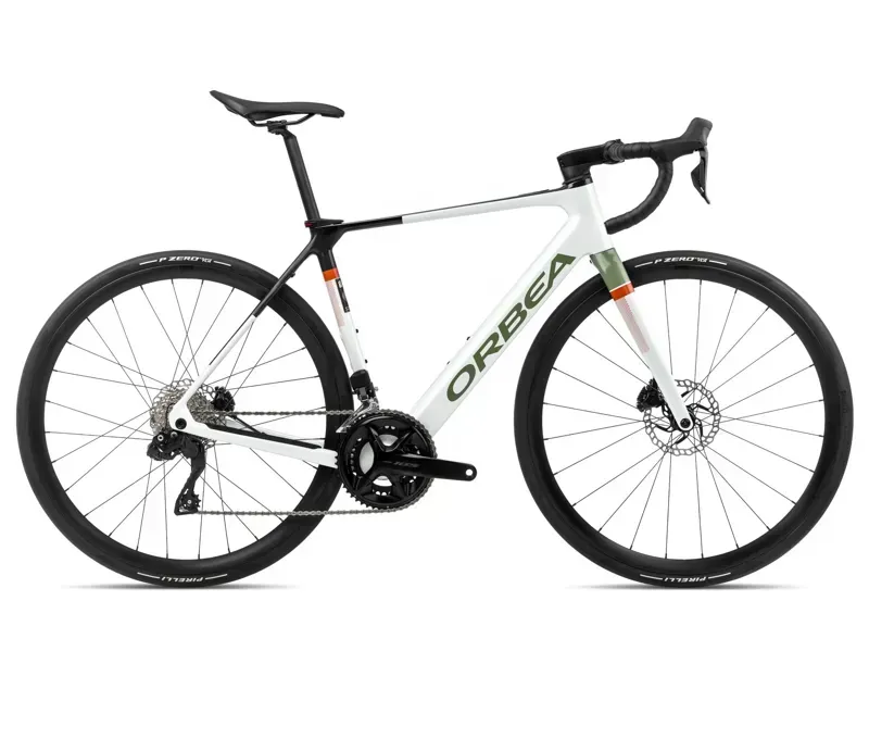 Orbea Gain M30i 20mph E-Road Bike In White Chic/Metallic Green Artichoke Gloss