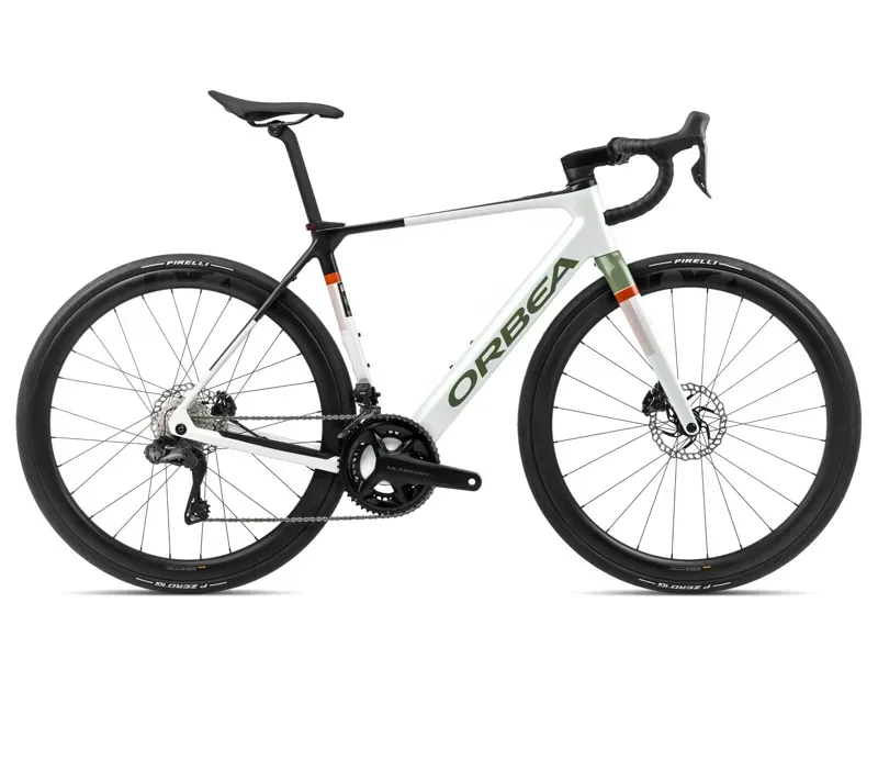 Orbea Gain M20i 20mph E-Road Bike In White Chic/Metallic Green Artichoke Gloss