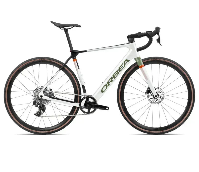 Orbea Gain M31E 1X 20mph E-Road Bike In White Chic/Metallic Green Artichoke Gloss