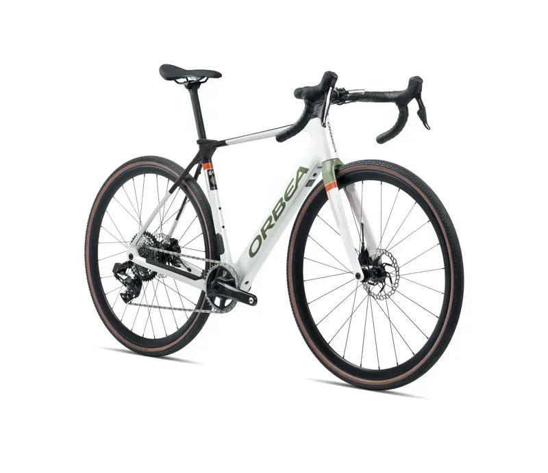 Orbea Gain M30i 20mph E-Road Bike In White Chic/Metallic Green Artichoke Gloss-1
