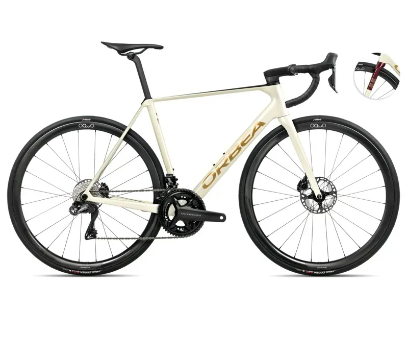 Orbea Orca M20iteam Road Bike In Ivory White/Burgundy/Vulcano Matt