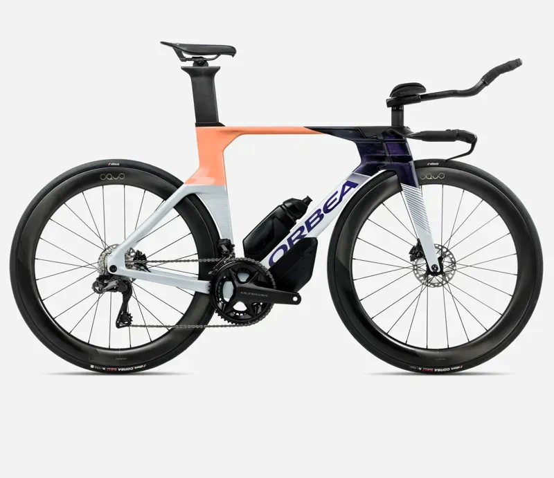 Orbea Ordu M20iltd Triathlon Bike In Halo Silver/Tanzanite C. View/Orange Cloud Gloss