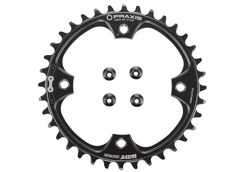 Specialized Tero Praxis 36-tooth 104-bcd Stl. C-ring w/ Bolts in Black