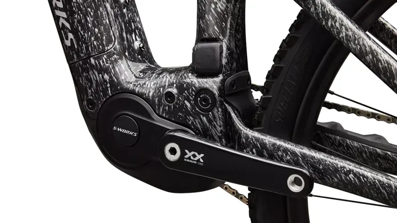 Specialized S-Works Turbo Levo R eMountain Bike in Gloss Silver Speckle Over Carbon-6