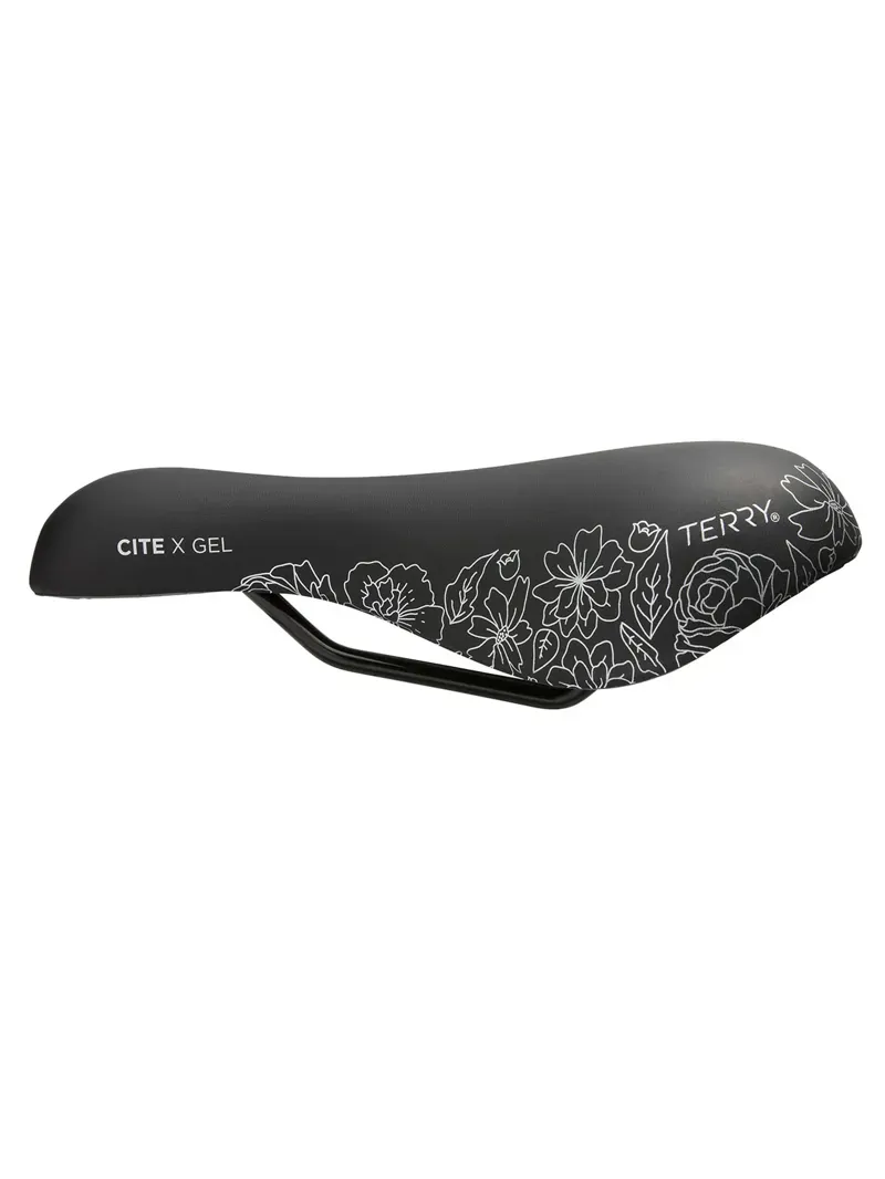 Terry Women's Cite X Gel Steel Flower Gel Saddle in Black/Flower-2