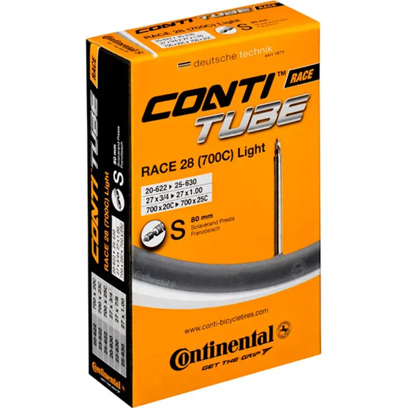 Continental Light Tube - 700 X 20 - 25mm 80mm Presta Valve 700 x 20 - 25