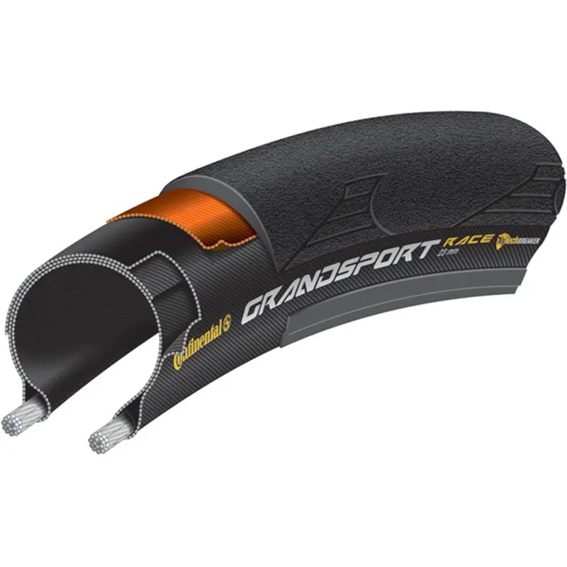 Continental Grand Sport Race Tire - 700 X 25 Clincher Folding Black PureGrip NyTech Breaker Black 700 x 25